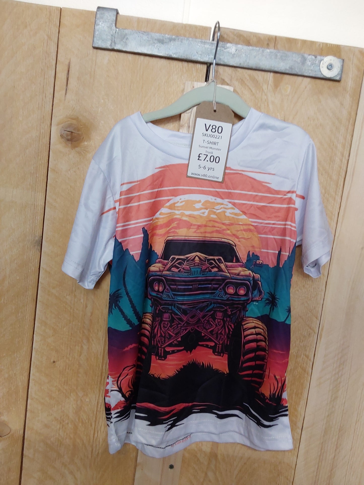 Sunset monster truck 5-6 kids t-shirt