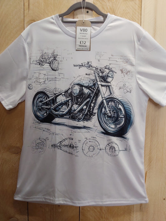 Motorbike Sketch T-Shirt (ADULT Size M)