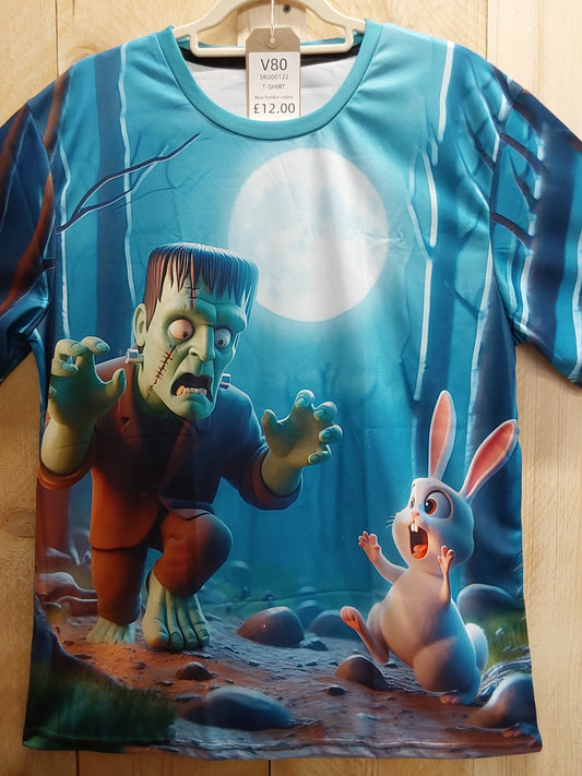 Frankenstein Meets Bunny T-Shirt (ADULT Size LARGE)