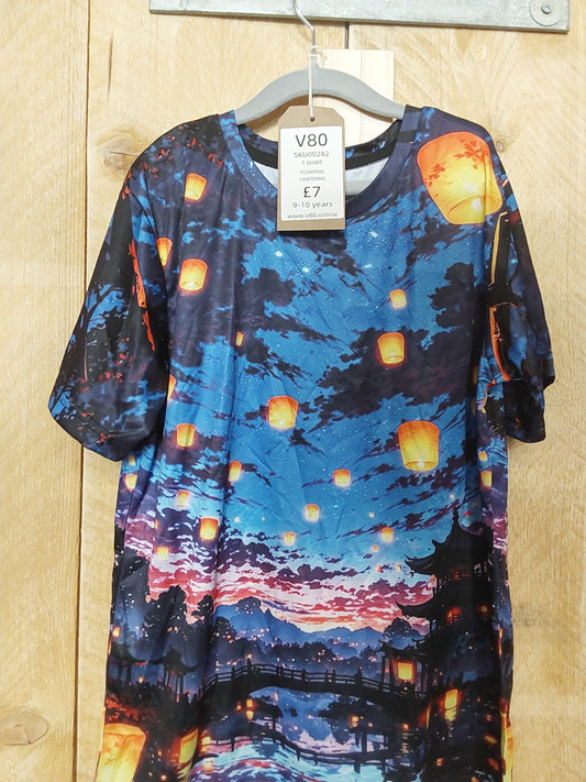 Floating lanterns 9-10 kids t-shirt