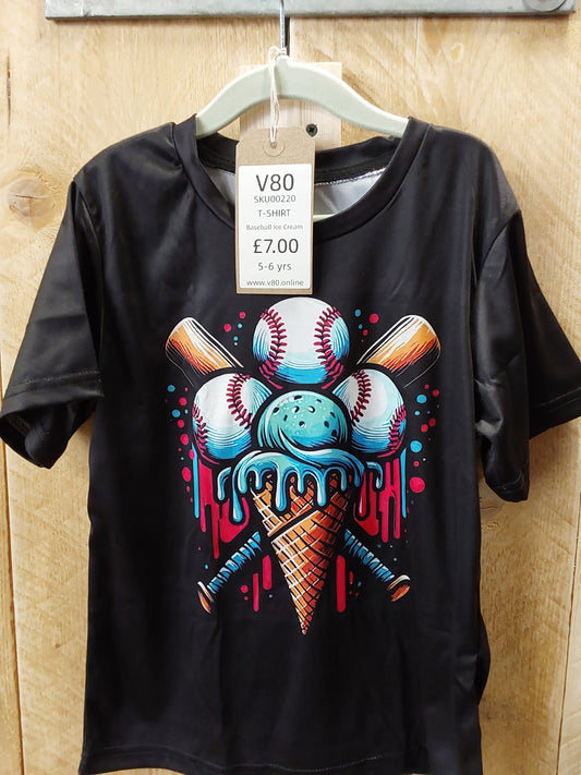 Baseball ice cream kids 5-6 t-shirt
