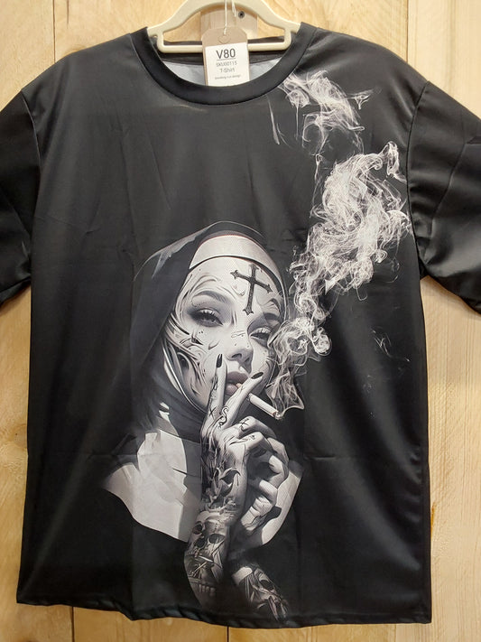 Smoking Nun T-Shirt (ADULT Size LARGE)