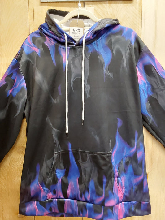 Purple Flame Hoody ADULT Size LARGE)