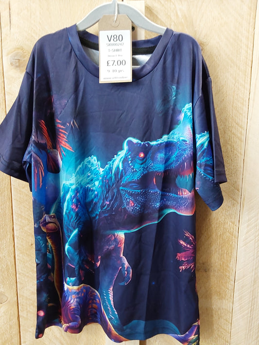 Neon t-rex kids 9-10 yrs t-shirt