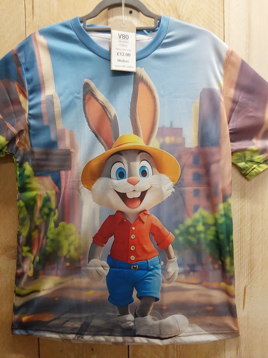 Walking Rabbit Design T-Shirt (ADULT Size M)