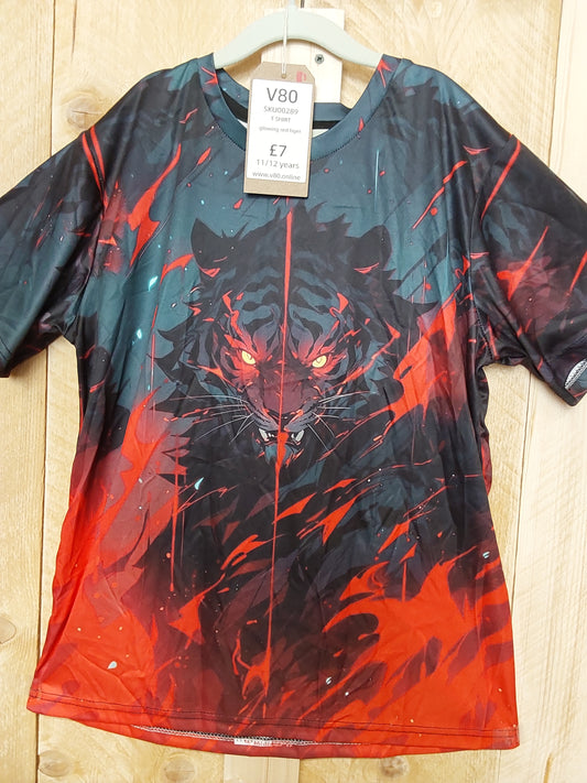 Glowing Red Tiger T-Shirt (KIDS Size 11-12yrs)