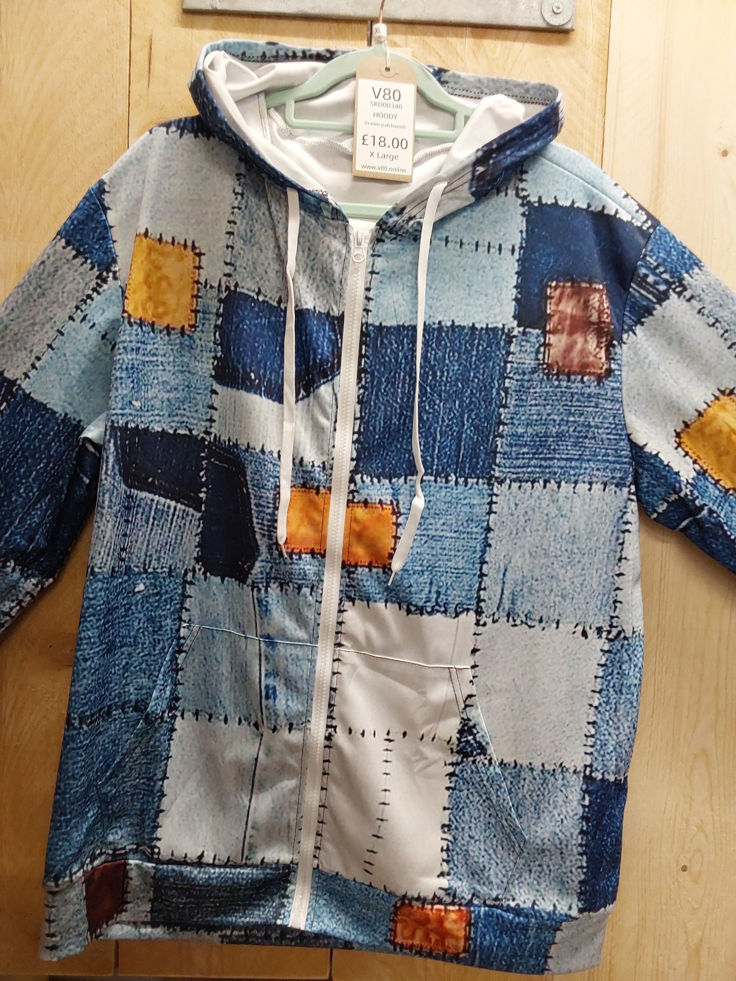 Denim Patchwork Hoody (ADULT Size XL)