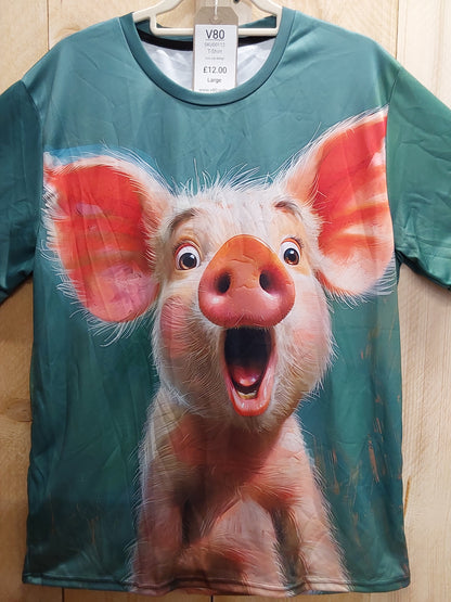 Shocked Pig T-Shirt (ADULT Size LARGE)
