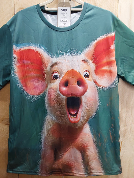 Shocked Pig T-Shirt (ADULT Size LARGE)