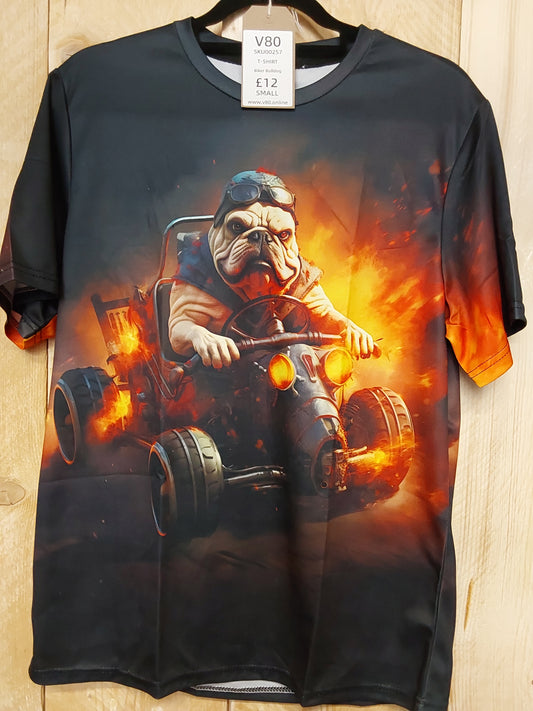 Biker Bulldog T-Shirt (ADULT Size SMALL)