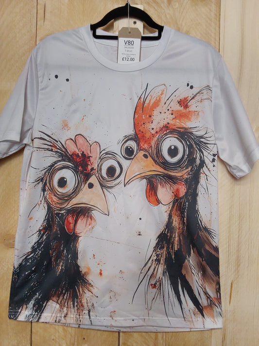 Crazy Chickens T-Shirt (ADULT Size SMALL)
