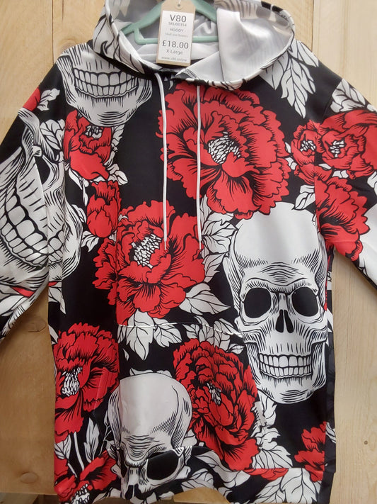 Skull and Flowers Hoody (ADULT Size XL)