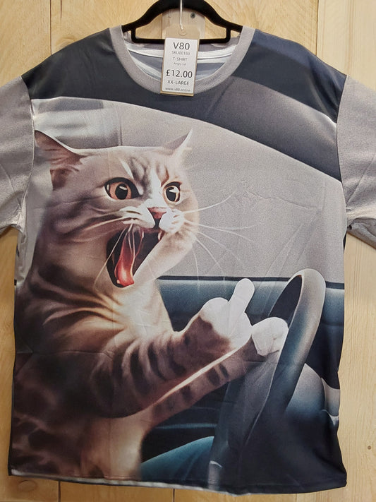 Angry Cat T-Shirt (ADULT Size XXL)
