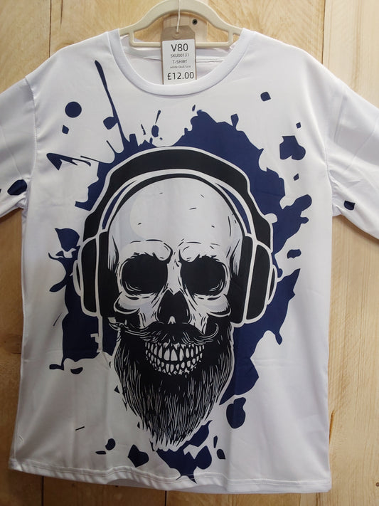 Skull with Headphones T-Shirt (ADULT Size LARGE)